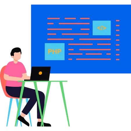 O cara está fazendo codificação PHP  Illustration