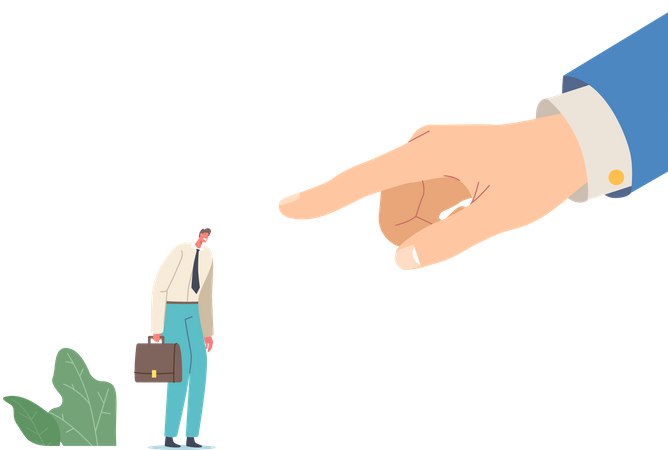 O confuso empresário bode expiatório é responsabilizado por seu chefe  Ilustração