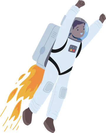 O destemido garoto astronauta voa pela expansão cósmica com o Jet Pack  Ilustração