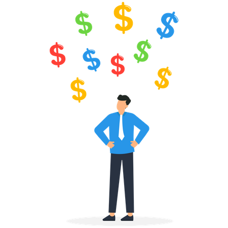 O empresário está planejando seu capital comercial para investir  Ilustração