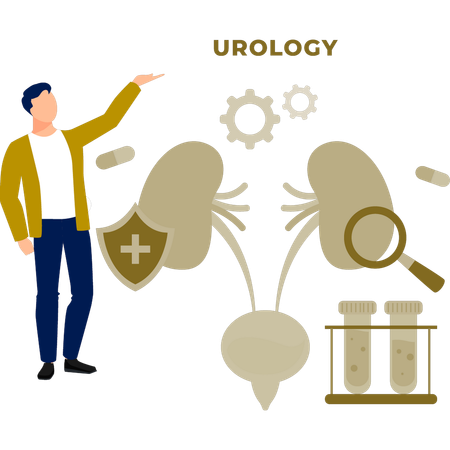 O homem está apresentando pesquisa renal  Ilustração