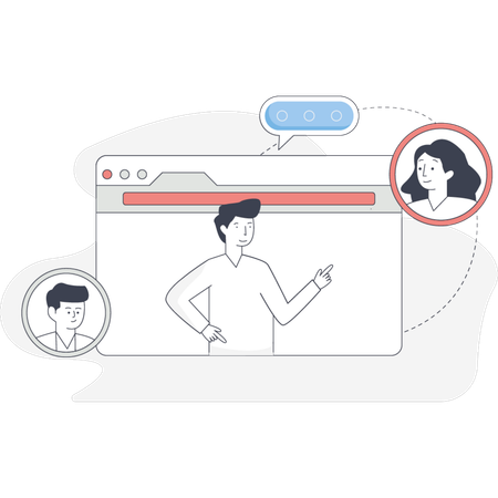 O homem está fazendo um vídeo de marketing  Ilustração