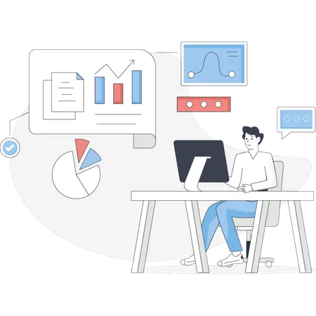 O homem está fazendo treinamento de BI  Ilustração