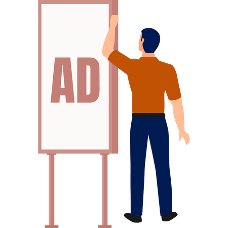 O homem está fazendo um outdoor  Ilustração