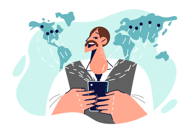 O homem está usando tecnologia VPN  Ilustração