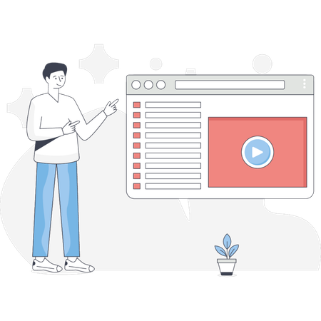 O menino está apontando o vídeo de aprendizagem  Ilustração