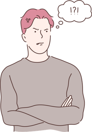 O menino está em um dilema  Ilustração