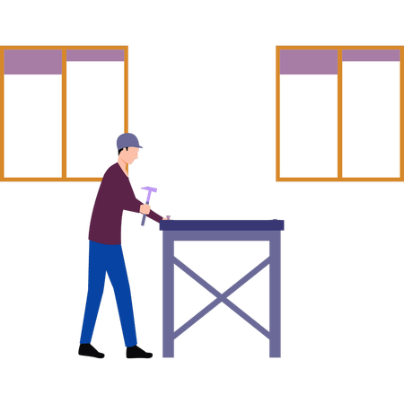 O menino está arrumando a mesa  Illustration