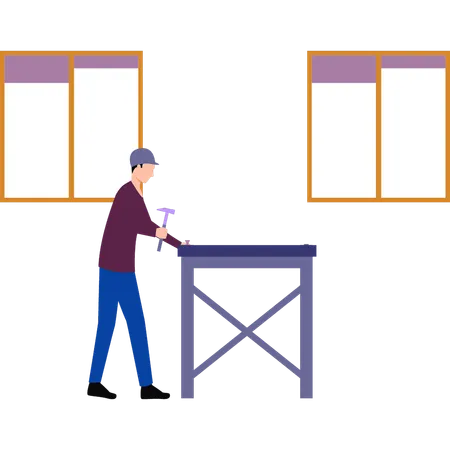 O menino está arrumando a mesa  Illustration