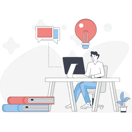 O menino está fazendo um plano de aprendizagem  Ilustração