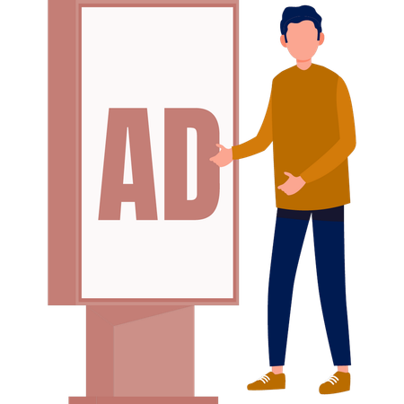 O menino está fazendo propaganda de marketing  Ilustração