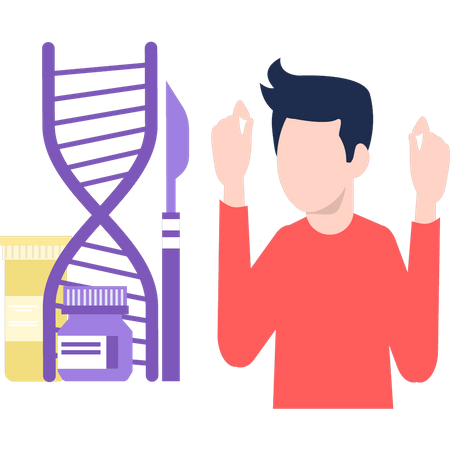 O menino está fazendo um teste de DNA  Ilustração