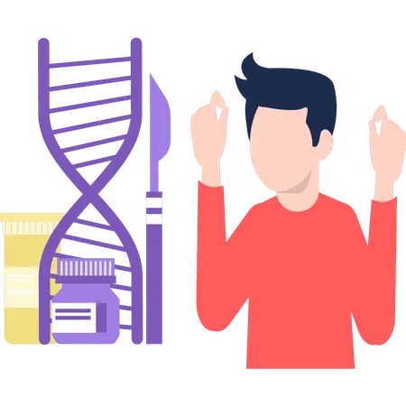 O menino está fazendo um teste de DNA  Ilustração