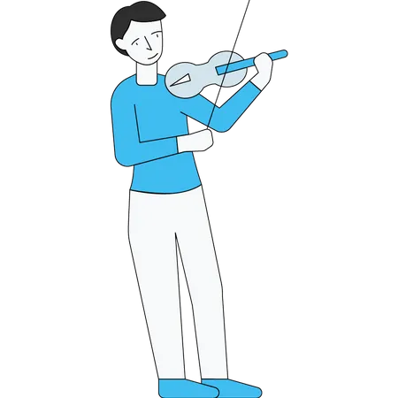 O menino está tocando violino  Ilustração