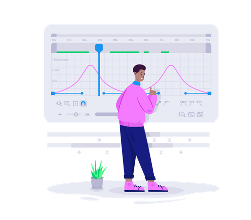 O Motion Designer edita a velocidade das teclas em um editor gráfico  Ilustração