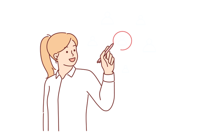 O professor está ensinando na tela digital  Illustration