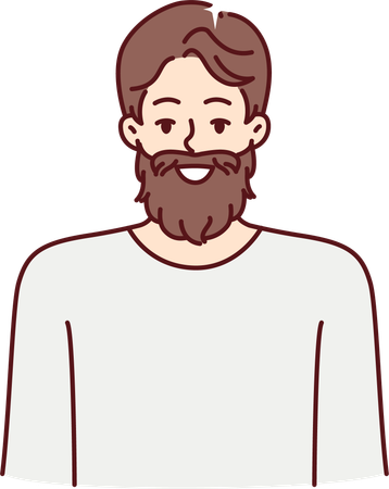 O rosto do homem está coberto de barba  Illustration