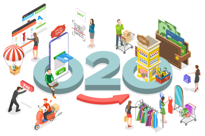 O2O commerce  Illustration