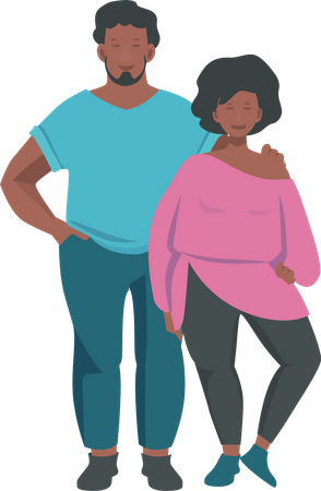 Obese couple standing together Illustration