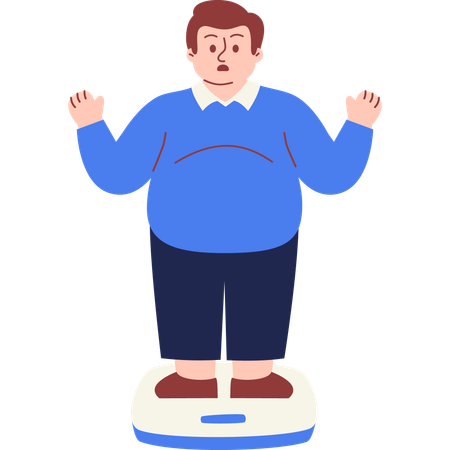 Obese Man Checking His fat  Illustration