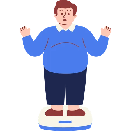 Obese Man Checking His fat  Illustration