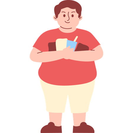 Obese Man holding Food  Illustration