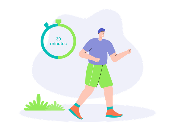 Obese man running for weight loss  Illustration