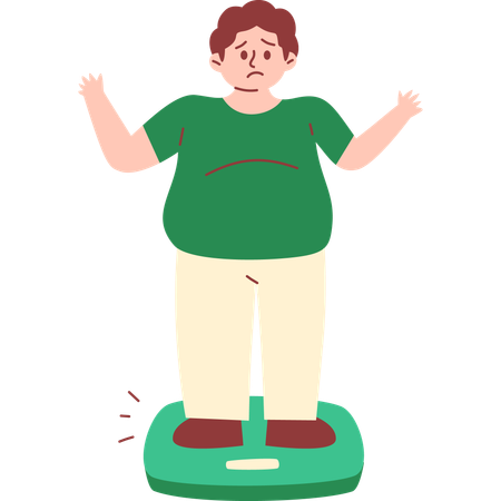 Obese Man Shock about His Weight  Illustration