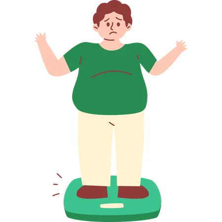 Obese Man Shock about His Weight  Illustration