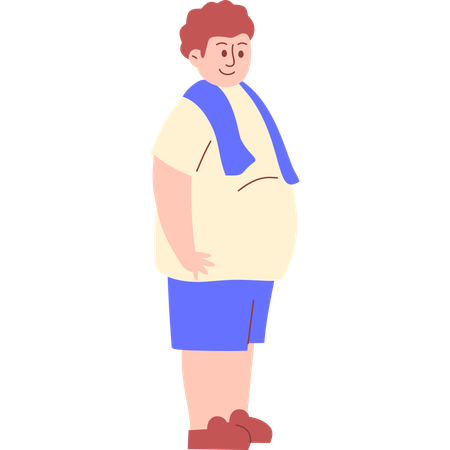 Obese Man with Big Belly Fat  Illustration