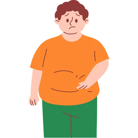 Obese Man Worried about Belly Fat  Illustration