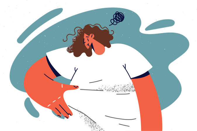 Obese unhappy girl Illustration