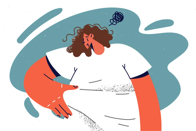 Obese unhappy girl Illustration