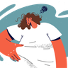 illustration for obese unhappy girl