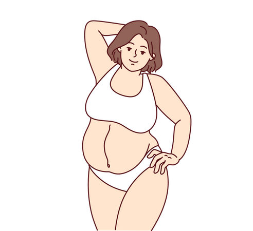 Obese woman posing in bikini Illustration