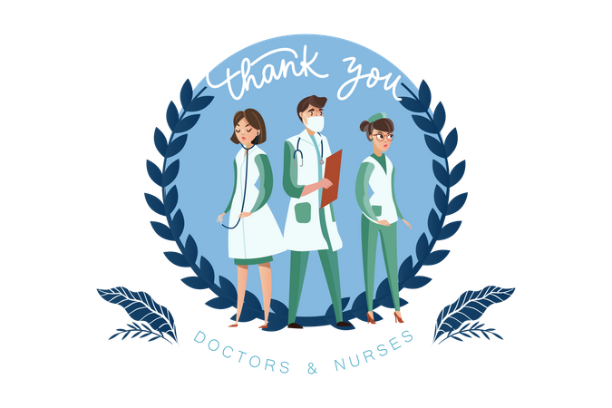 Obrigado aos nossos médicos e enfermeiros  Ilustração