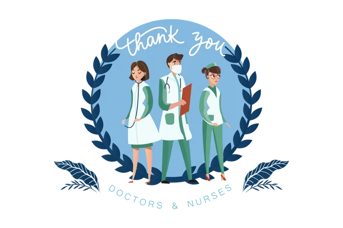Obrigado aos nossos médicos e enfermeiros  Ilustração