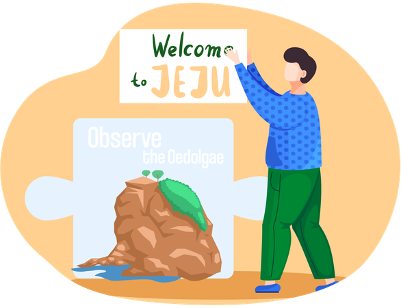 Observe the Oedolgae famous landmark of Jeju Island in south Korea  Illustration