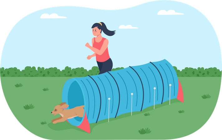 Obstacle course for training dogs  Illustration