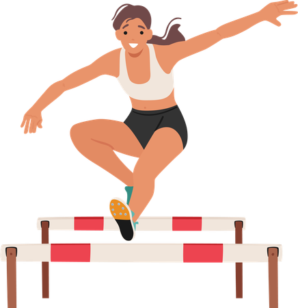 Obstacle Jump Athlete Female  イラスト