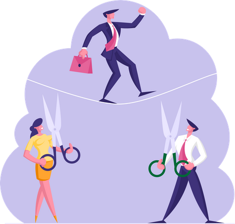 Obstacles in business journey Illustration