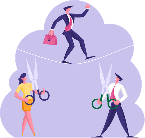 Obstacles in business journey  Illustration