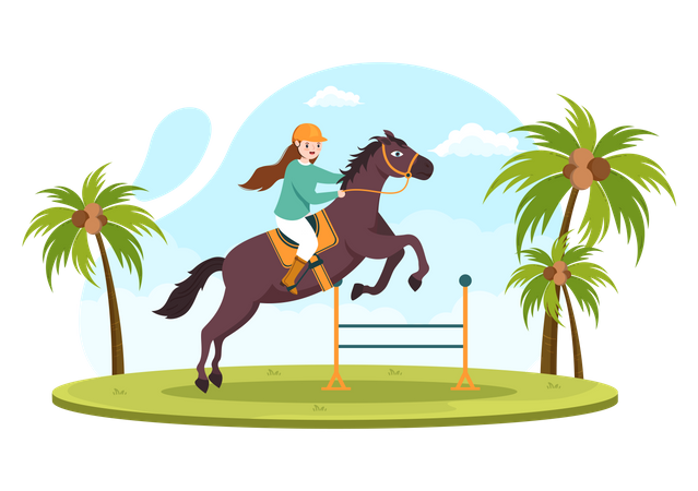 Obstáculo de salto de cavalo  Ilustração
