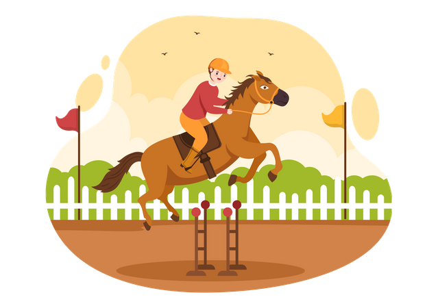 Obstáculo de salto de cavalo  Ilustração