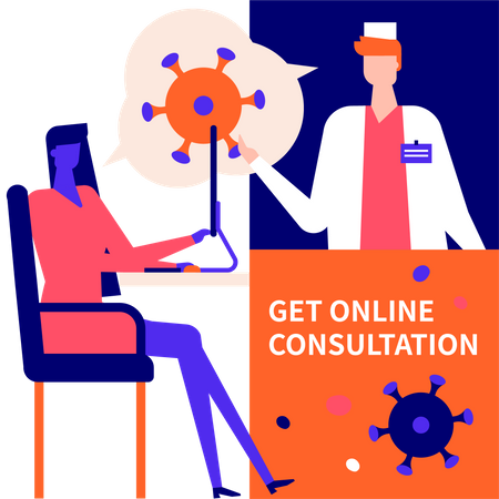 Obtenez une consultation en ligne  Illustration