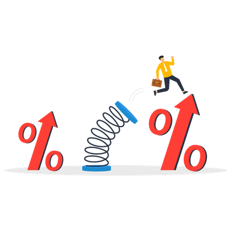 Obtenha mais benefícios. Empresários saltam para uma grande percentagem  Ilustração