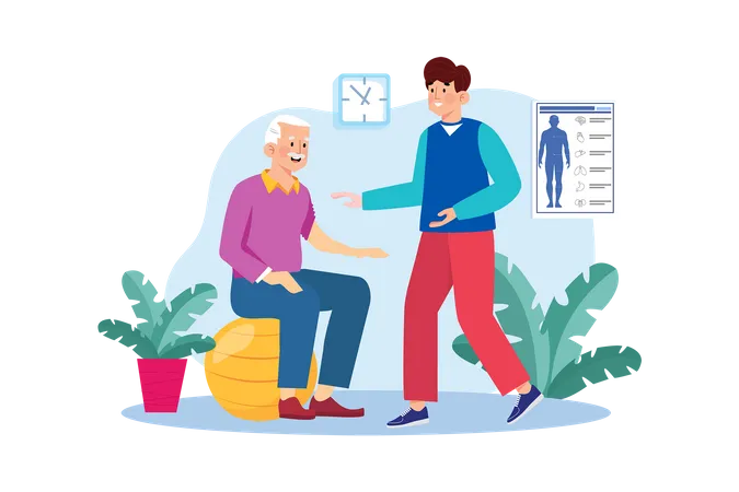 An Occupational Therapist Helps Patients Improve Their Ability To Perform Daily Activities Illustration