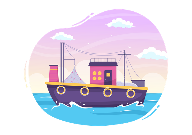 Ocean Boat  Illustration