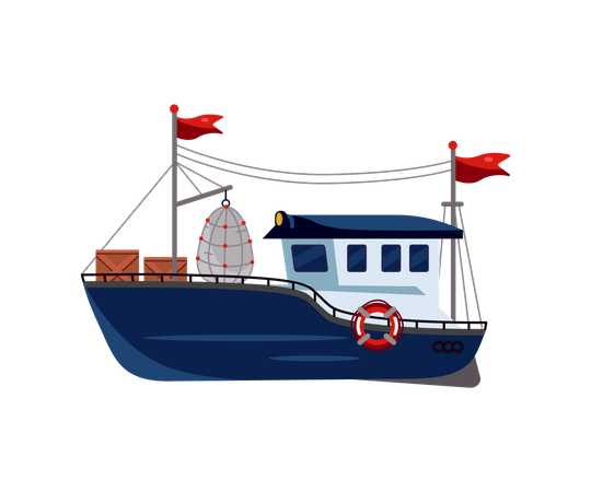 Ocean fish boat  Illustration