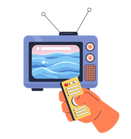 Ocean waves on retro tv screen  Illustration